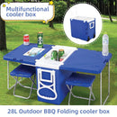 Super Caixa Térmica Cooler Multifuncional 32 L Com Mesa E Cadeira Praia Camping 5 Em 1