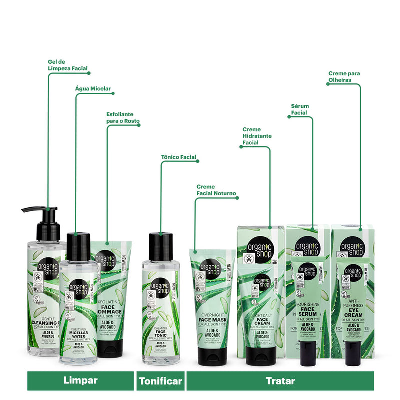 Kit Facial Supremo Organic Shop - Pele Perfeita com Aloe Vera e Abacate Orgânico (PROMOÇÃO)
